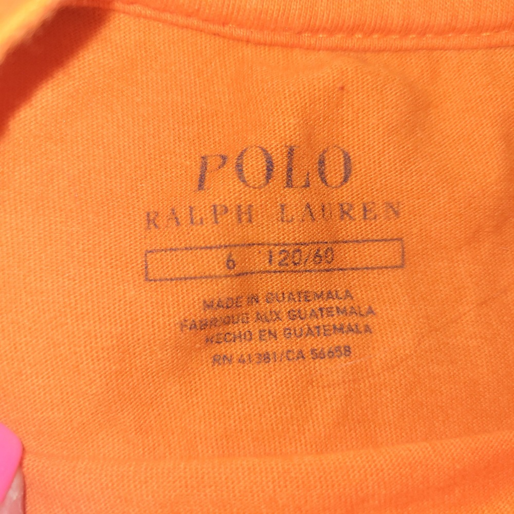 Polo Ralph Lauren Boys Orange Graphic Tee and Navy Blue Pony Shorts Set Size 5 6 - Picture 3 of 8